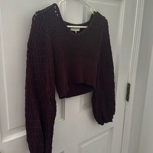 Cropped Dark Purple Knit Sweater: Small/Petite